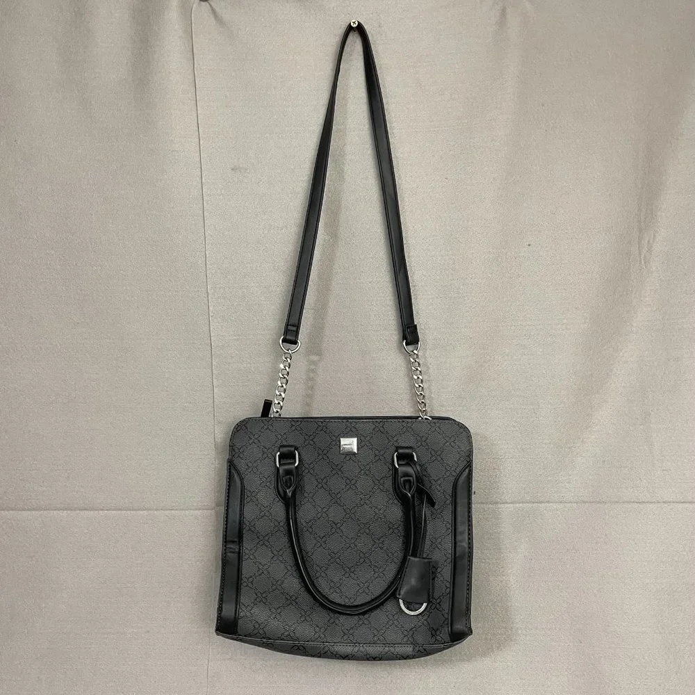 Nine West Handbag / Purse - Chain Strap Black Flat Bottom Bag